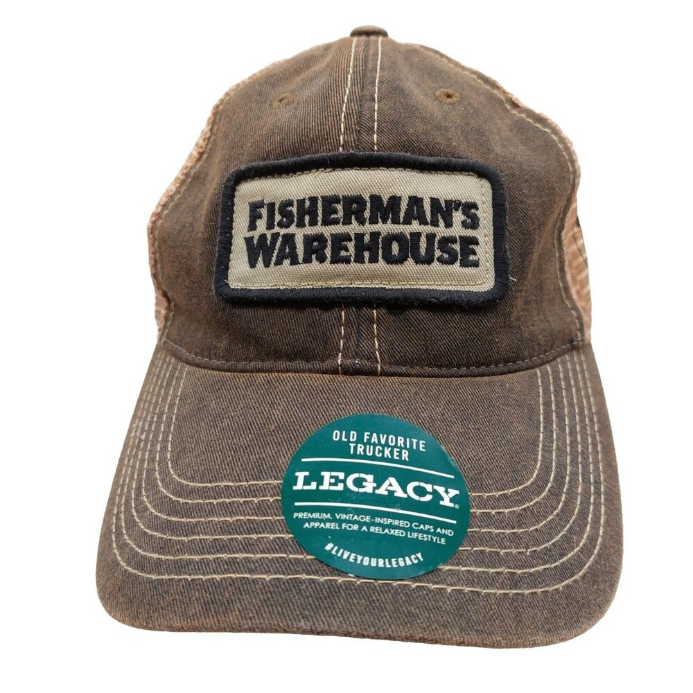 Fishermans Warehouse Patch Hat Brown Mesh Snapback